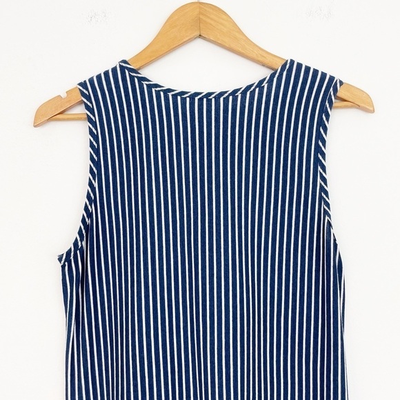 J. McLaughlin Blue 100% Cotton Striped Knotted Midi Dress Size Medium - Picture 9 of 15